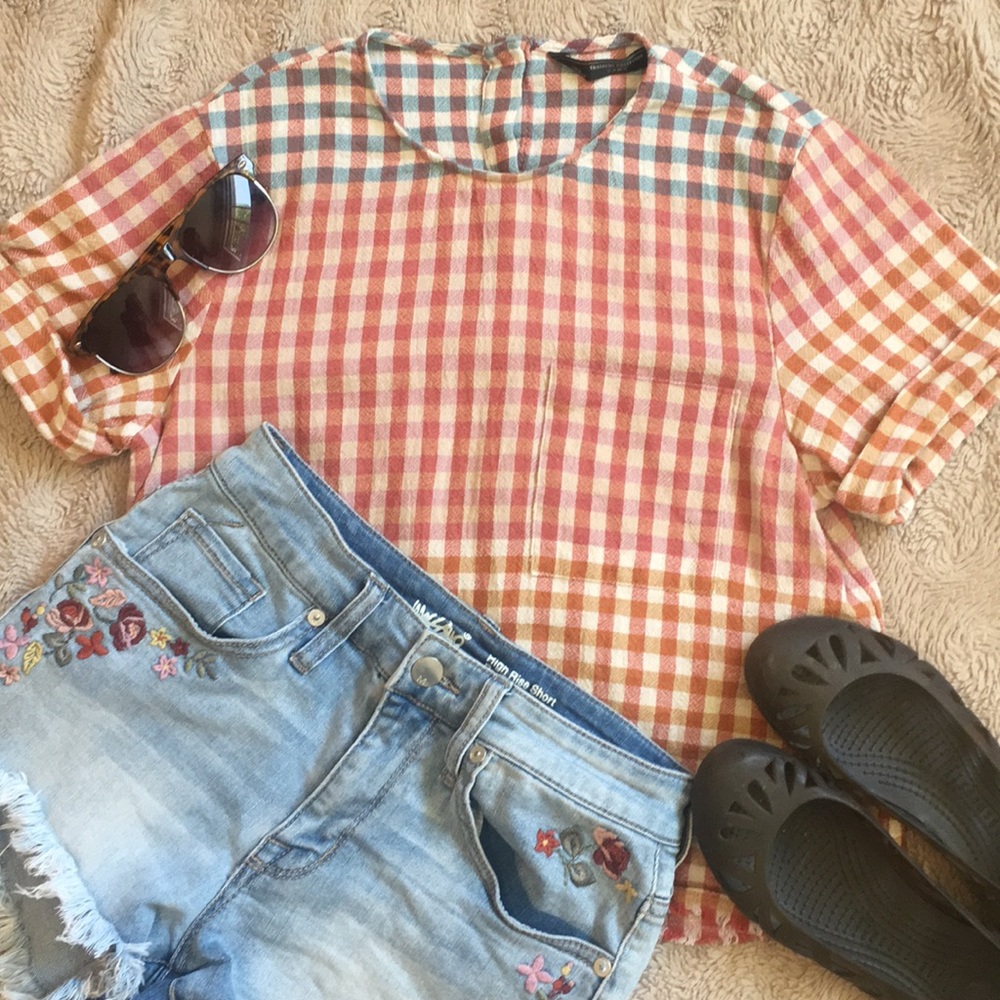 Trafaluc Collection Plaid Blouse